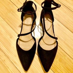 Black suede flats